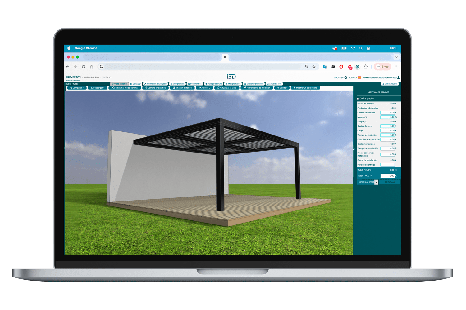 Pergola bioclimatic Graditel solar i3D Configurator